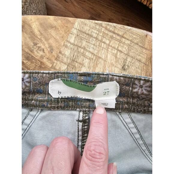 ANTHROPOLOGIE Pilcro & Letterpress Skinny Denim Jeans Paisley Size 27 Boho - Picture 5 of 10